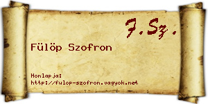 Fülöp Szofron névjegykártya